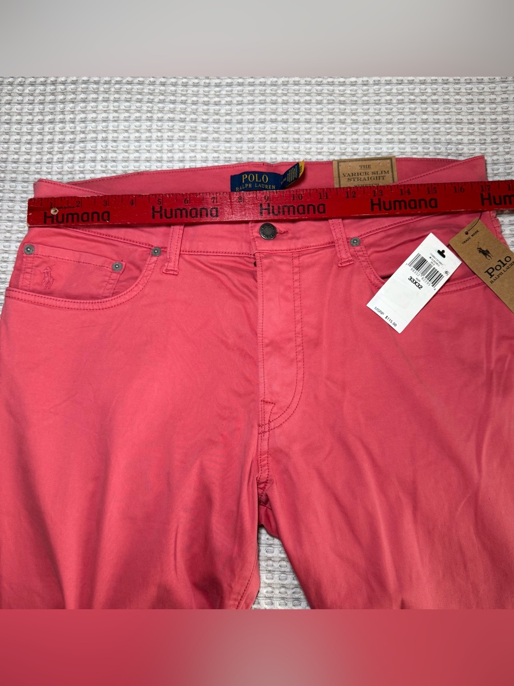 New Polo Ralph Lauren The Varick Slim Straight Men’s Size 33x32 Pants Salmon - Picture 8 of 13